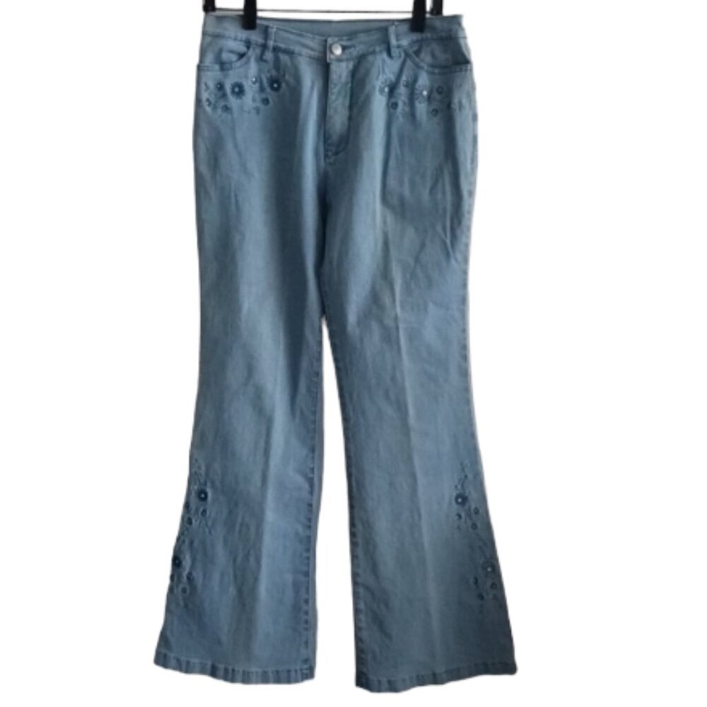 LAFEI- NIER Woman's Jeans Light Blue W Swarovski Crystals